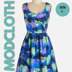 ModCloth/Fervour Northern Lights Fit and Flare Dress Size L